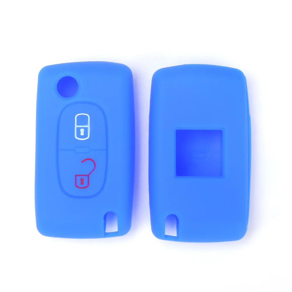 

2 Buttons Silicone Car Key Case Cover Flip Remote Car Key Holder Shell Fob For Citroen C2 C3 C4 C8 308 207 307 3008 4008