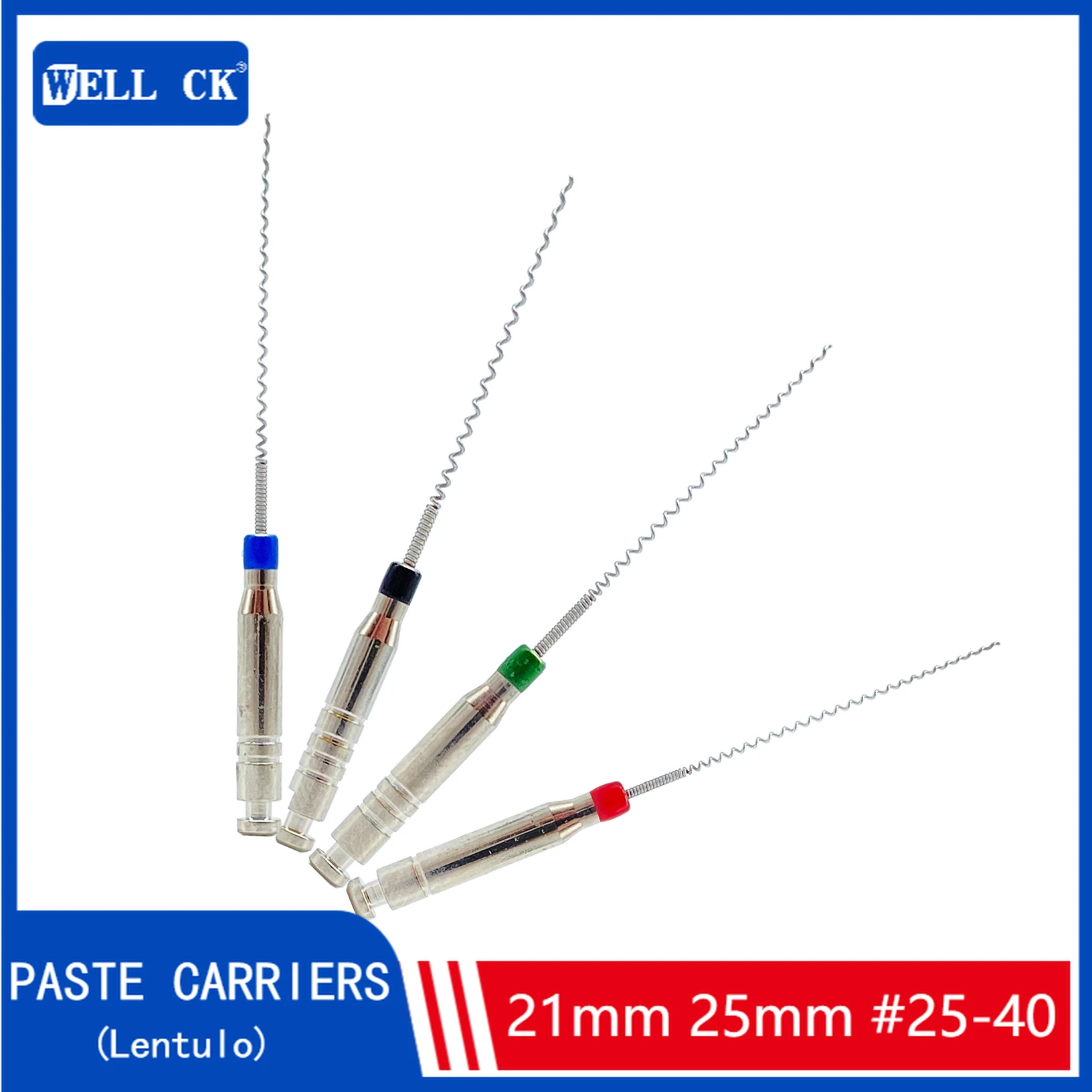 1Box Dental Paste Carriers Root Filler Lentulo 21mm 25mm Assorted #25-40 Endodontics files Dental Instruments Channel Spiral