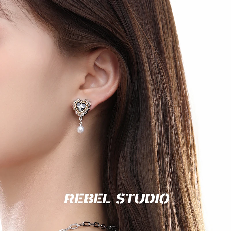 Серьги Rebel Studio Cross Black Lava Love Series оригинальный дизайн милые крутые серьги-колье