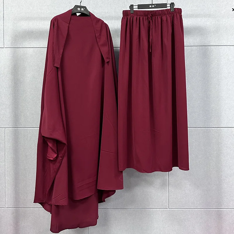 Two Piece Jilbab Dubai Prayer Set Women Skirt Abaya For Woman Hijab Dress Muslim Kaftan Robe Long Khimar Islam Clothing Ramadan