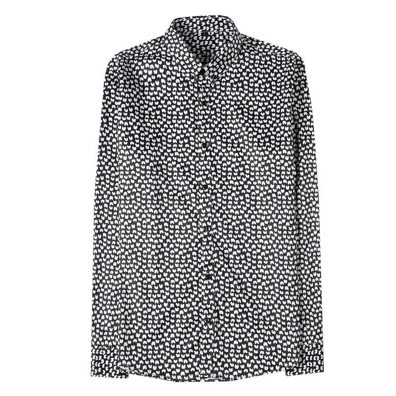 2022 Autumn Print Shirts for Men Long Sleeve Casual Slim Business Formal Dress Shirt High Quality Men Clothing Streetwear Blouse