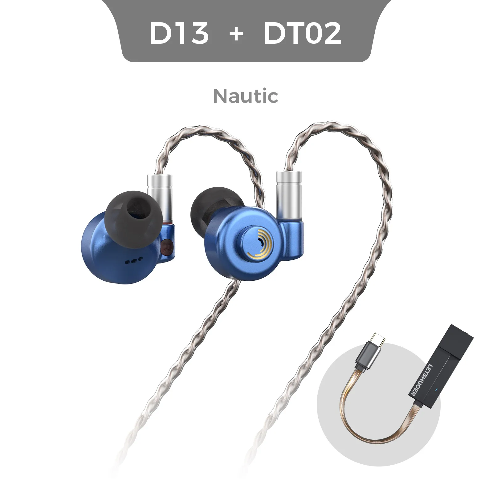 

Наушники LETSHUOER D13 + DT02 DAC/AMP диаметром 13 мм Алмазные с динамическим драйвером диафрагмы DLC, наушники-вкладыши Hi-Fi с движущейся катушкой IEM