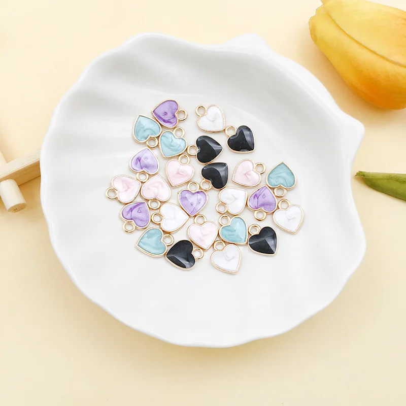 25pcs 9x12mm Peach Heart Charm Love Heart Shape Pendants for Jewelry Making Bracelet Diy Earrings Supplies Hand Made Accessories