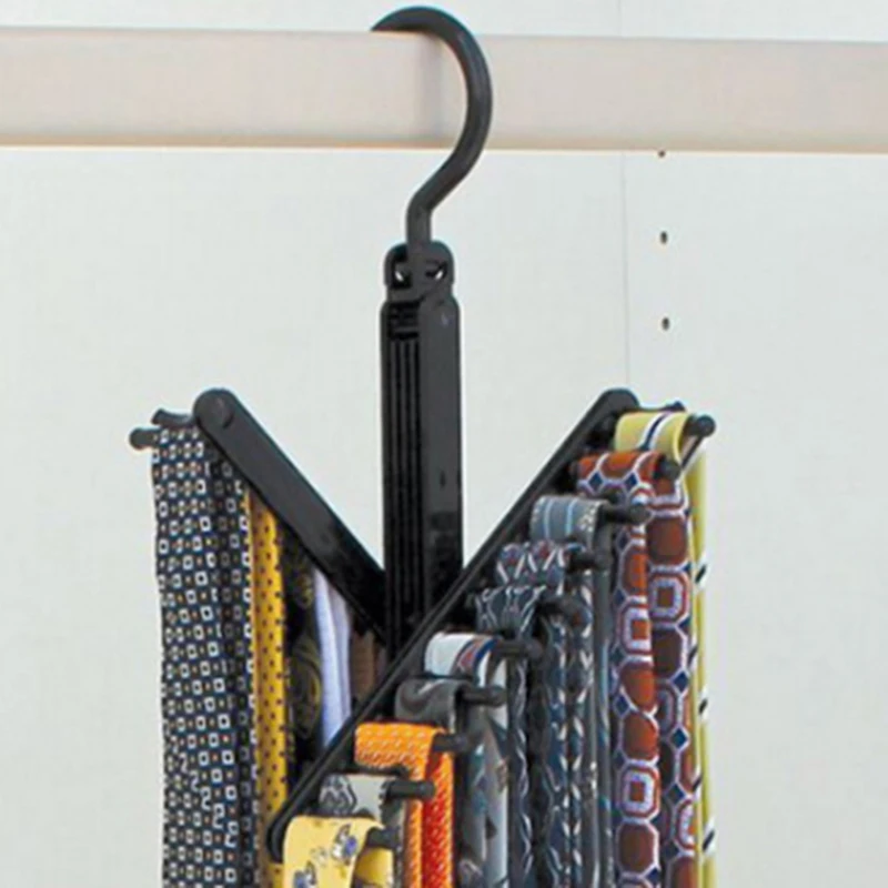 

360 Degree Rotating 20 Tie Rack Closet Organizer Non-slip Holder Hanger Home Supplies Neck Ties Necktie Belt Scarves