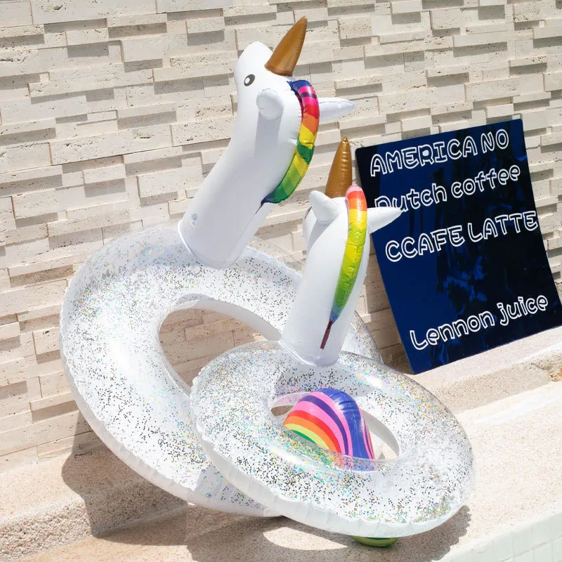 Детский надувной матрас с блёстками в виде фламинго Единорога |