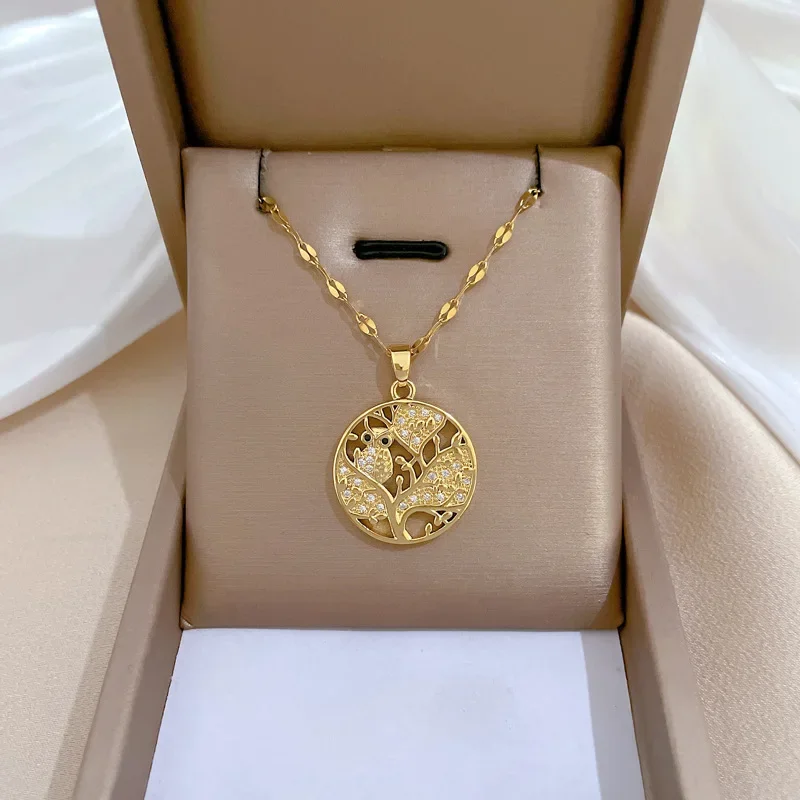 Классическое Ожерелье С Подвеской Из Нержавеющей Стали Для Женщин Блестящим