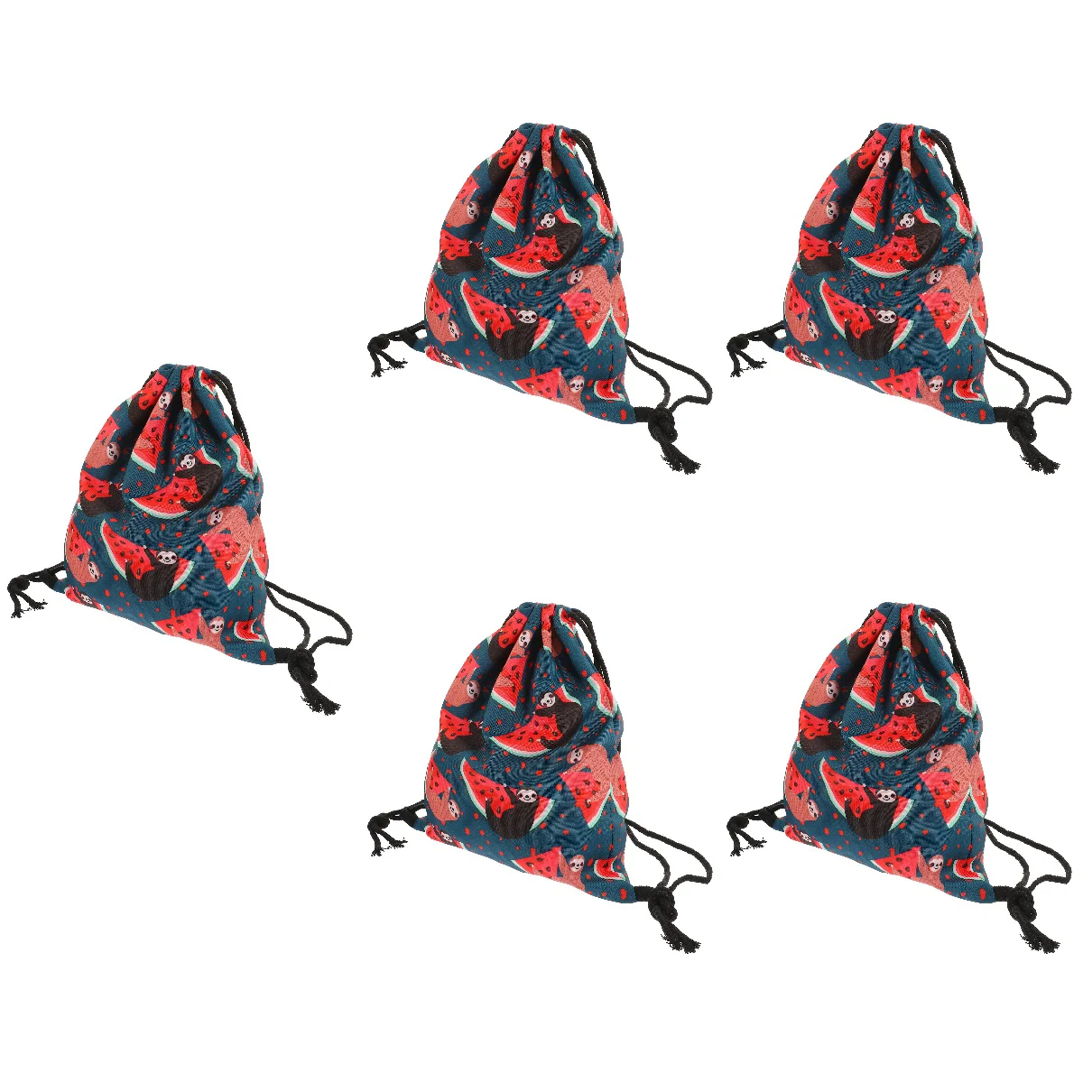 

5 Pack Printed Drawstring Pocket Bags Storage Pouches Backpacks Kids Shoulder Adults Gym Oxford Cloth Swim Fitness Digital