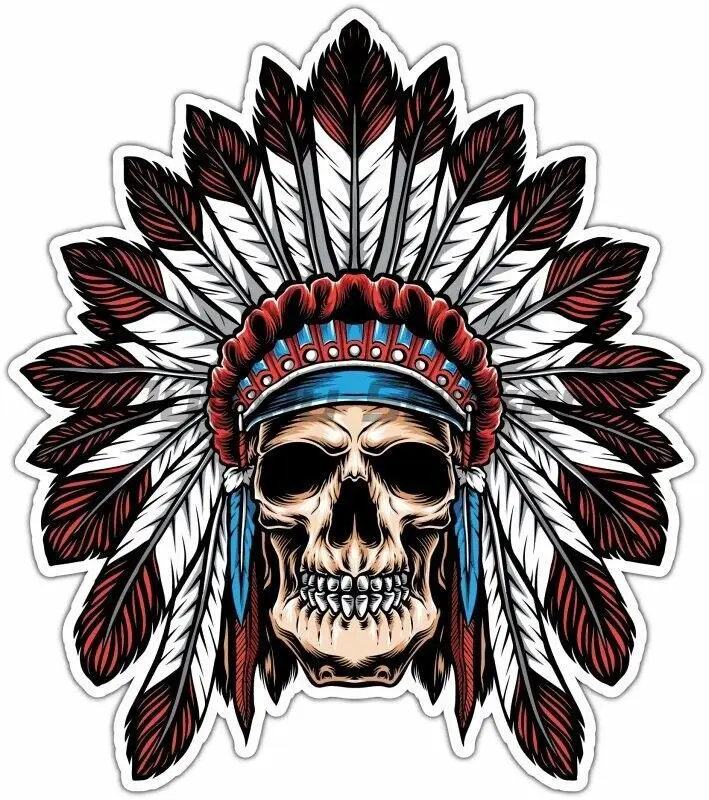 

Индийский дикий герб, скелет, череп, наклейка, велосипедное виниловое окно, ноутбук, стена, комната, велосипед, фургон, грузовик, шлем, декоративные наклейки