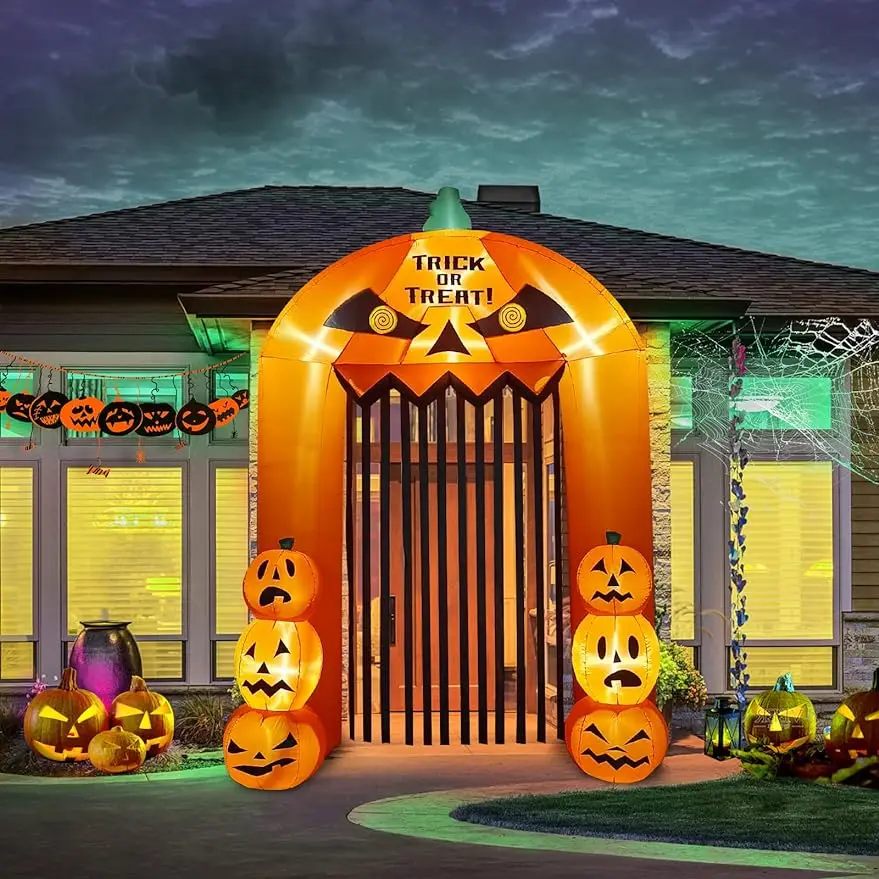 

9,5 футов, свод тыквы с лампочками и надувным украшением на Хэллоуин