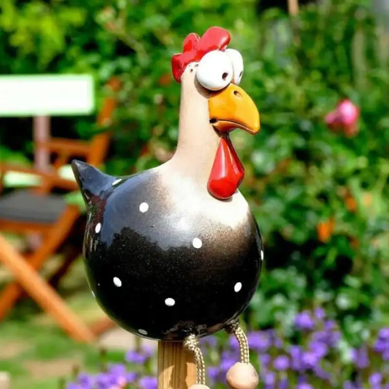 

Creative Ceramic Chicken Hilde Garden Animal Figure Garden Plug Pottery Figure Hen Rooster Ornaments Jardineria Decoracion