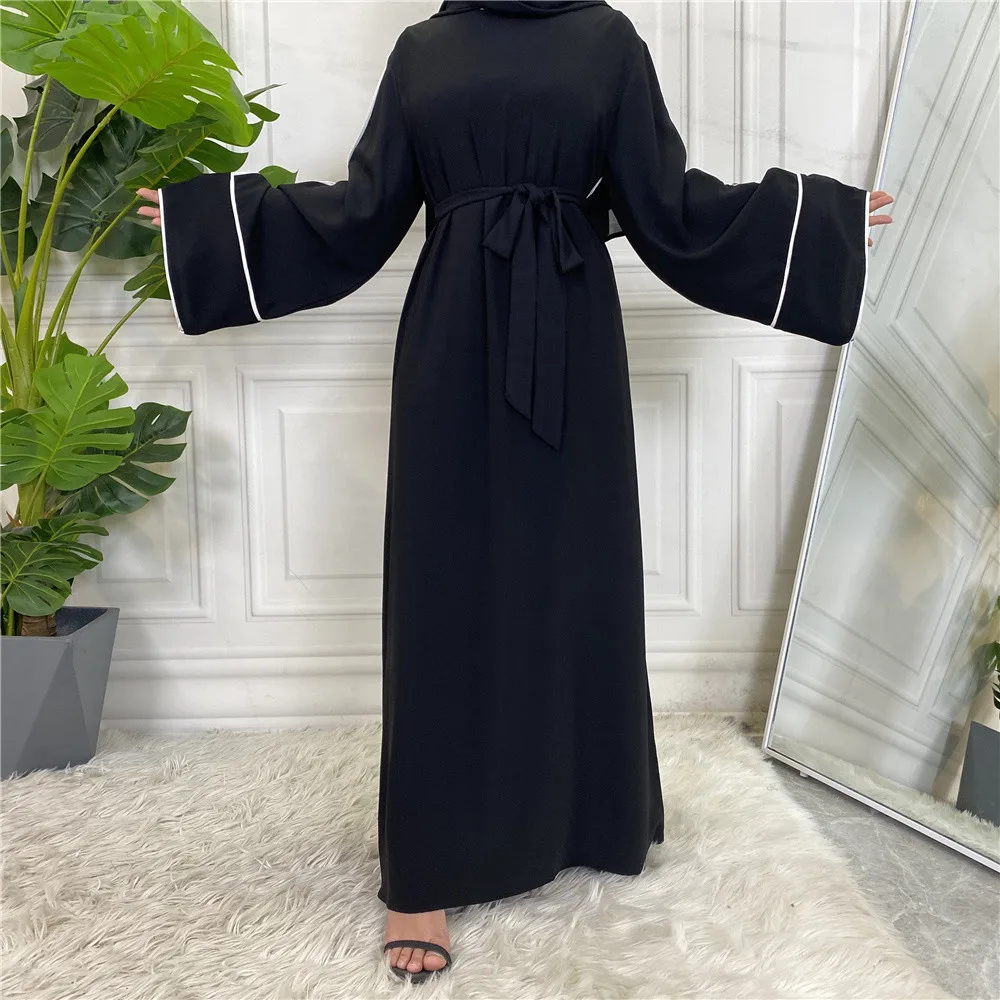 Ramadan Muslim Hijab Dress Islam Arabic African Dresses Belted Abayas for Women Dubai Abaya Turkey Kaftan Robe Femme Musulmane