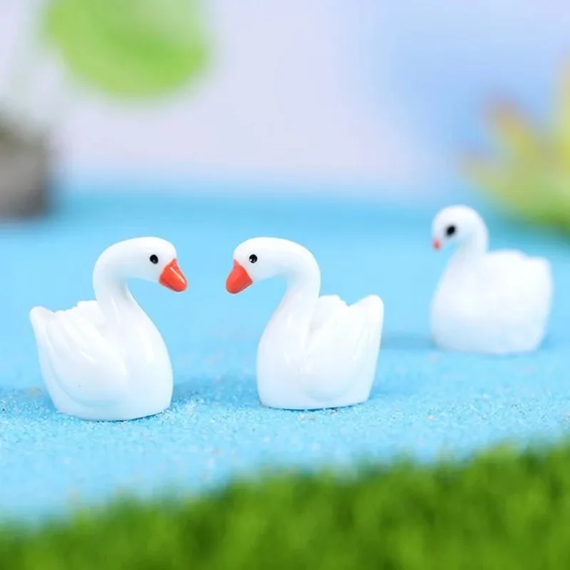 

10pcs Mini White Swan Couple Ornaments Miniature Figurines Micro Fairy Garden Landscape Resin Crafts DIY Home Decor