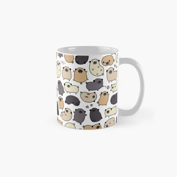 Pug Life Doodle Classic  Mug Picture Image Printed Tea Design Photo Drinkware Coffee Cup Gifts Simple Handle Round