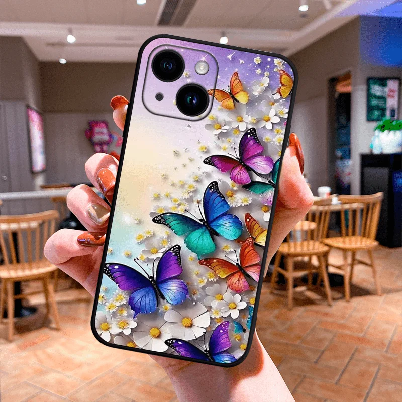 Фото Чехол для телефона Butterfly из ТПУ, подходит для iPhone 17 16 15 14 13 12 11 Pro/Max/Plus, противоударный и устойчивый к падениям. №4