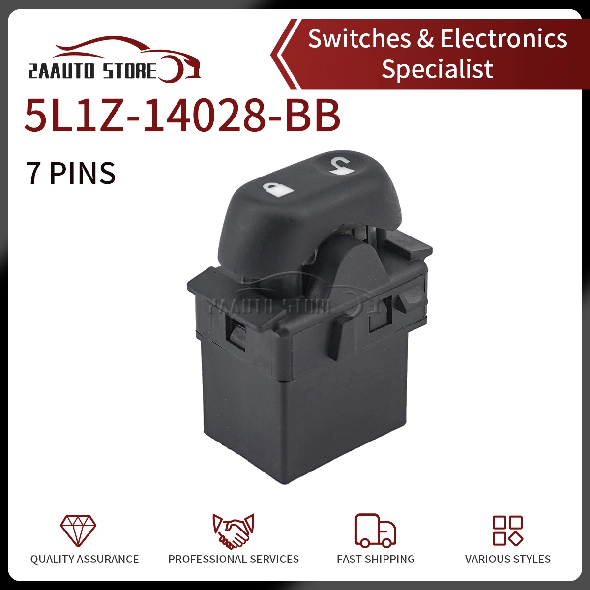 

5L1Z-14028-BB Electric Auto Power Window Switch Single Regulator Lifter Button For Ford Expedition Econoline F-150 7Pins