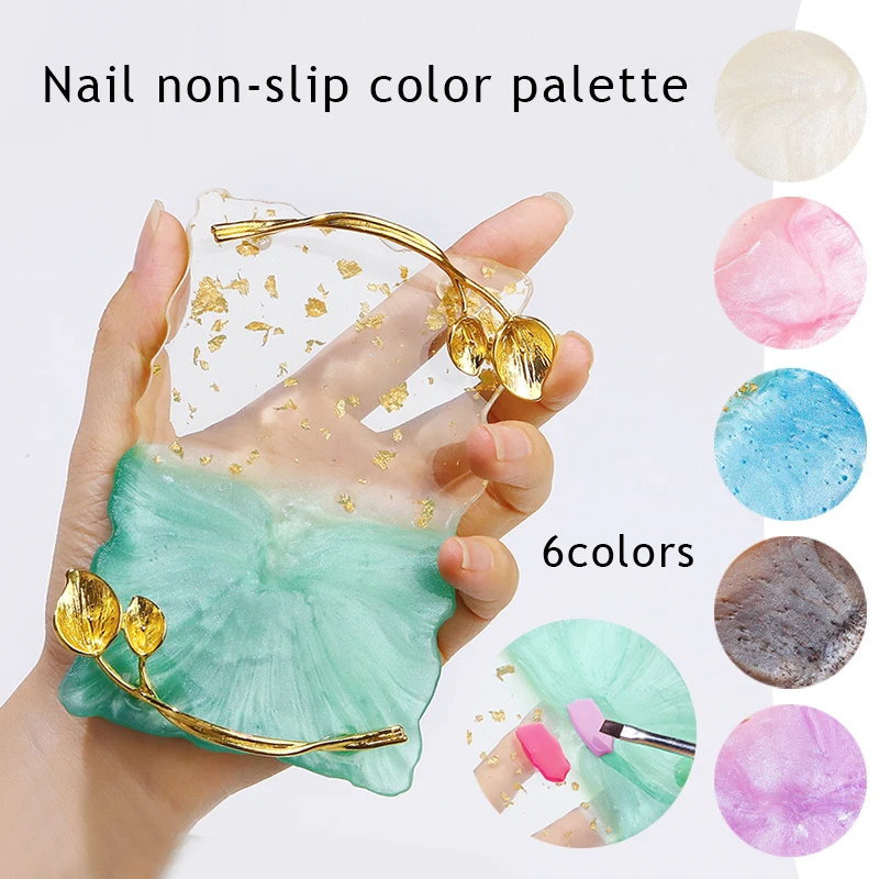 

HEALLOR Resin Agate Stone Nail Color Palette Gel Polish Pallet Mixing Drawing Paint Plate Nails Art Display Shelf Manicure Tools
