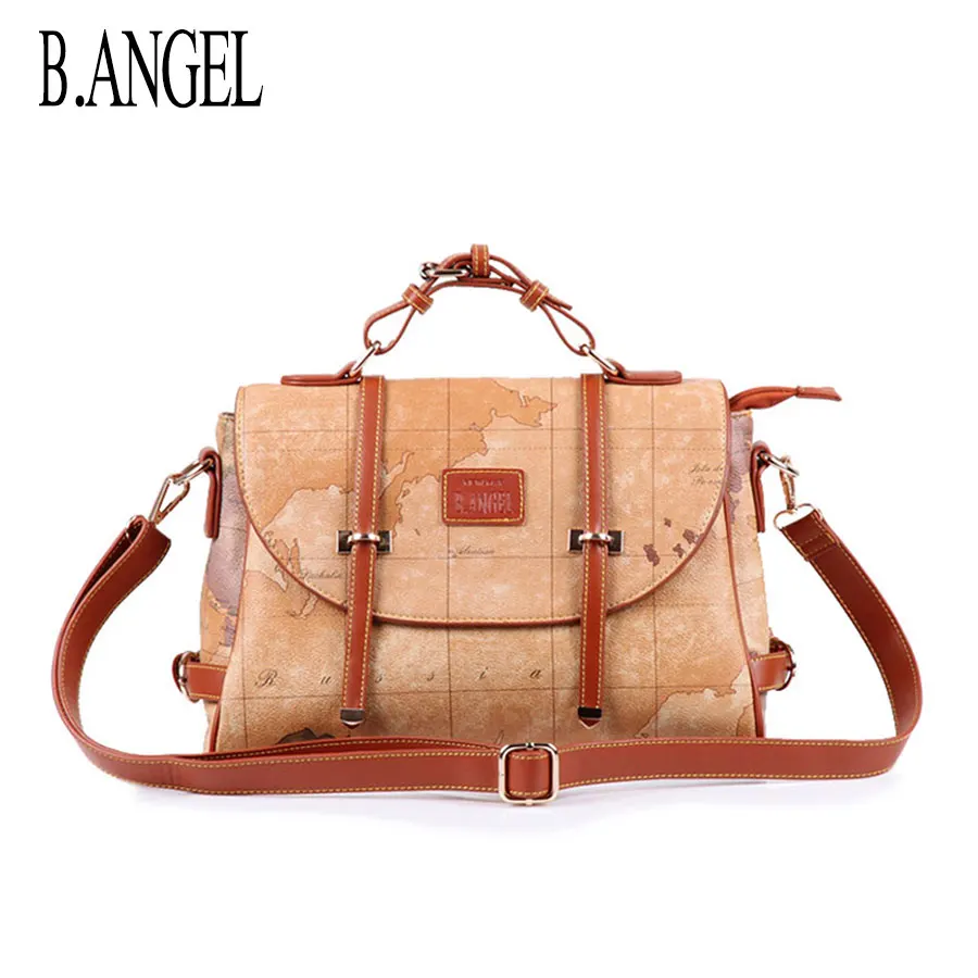 

Винтажная женская сумка-мессенджер с картой мира, модная Водонепроницаемая вместительная сумочка на плечо, модная дорожная сумка