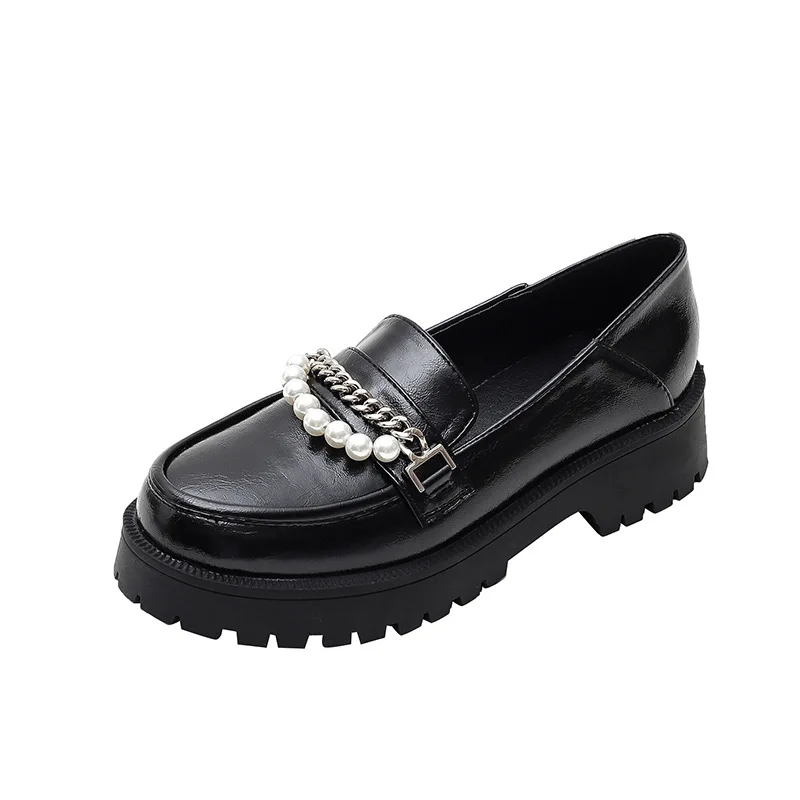 

Metal Chain Ladies Heels Shoes Fashion Women Shoes Female Mary Janes Round Toe Sneakers Plus Size 43 Platform Shoes for Women