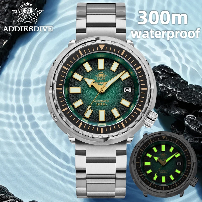Фото ADDIESDIVE часы для дайвинга с тунцом 300 м водонепроницаемые сапфировое стекло NH35 мужские часы супер светящиеся механические автоматические часы AD2090 №2
