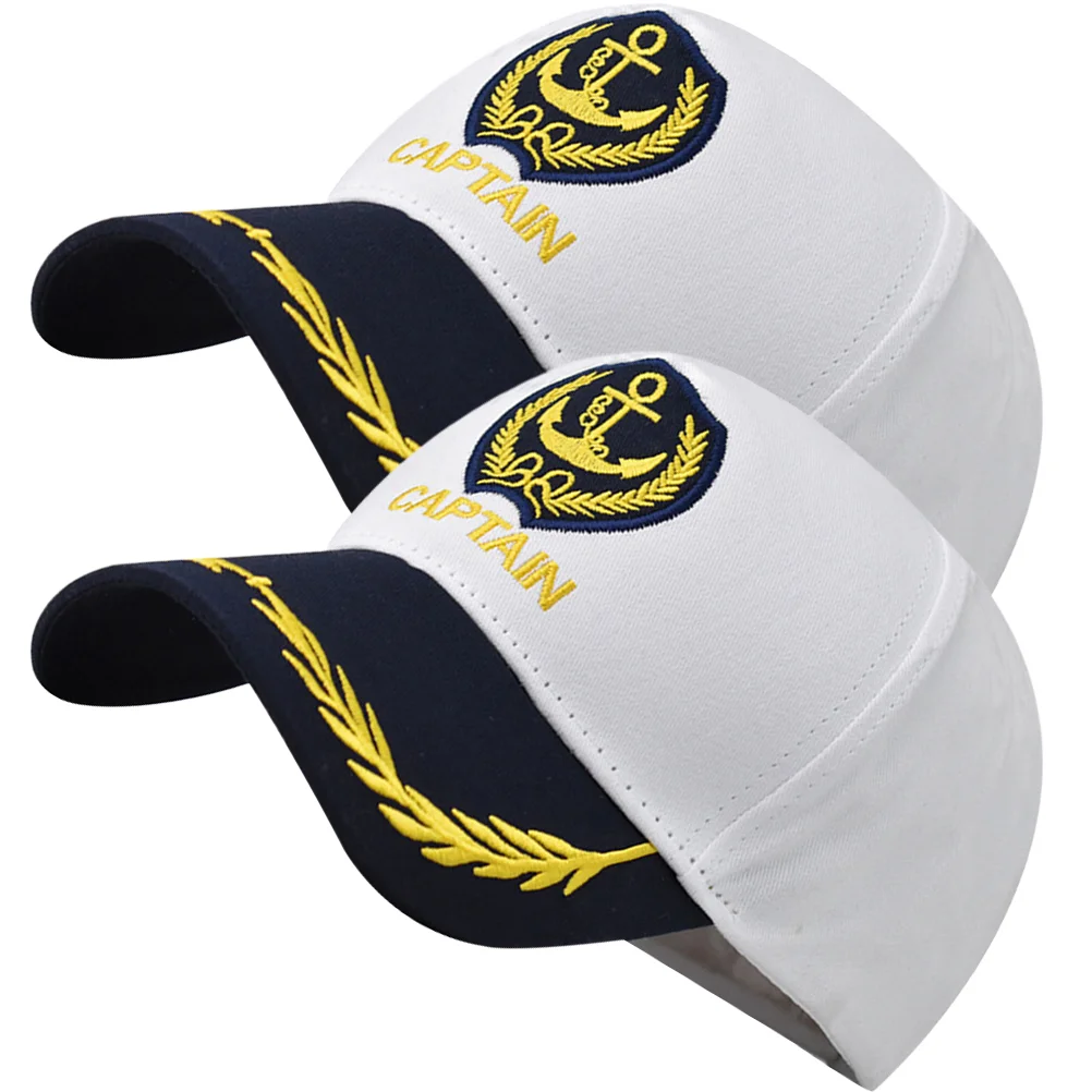 

2 Pcs Navy Cap Fun Boat Accessories Captains Hat Boating Cotton Hats Miss Sailor Women