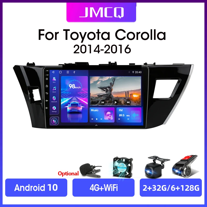 Автомобильный мультимедийный видеоплеер JMCQ Android 10 2DIN DSP для Toyota Corolla Ralink 2014-2016