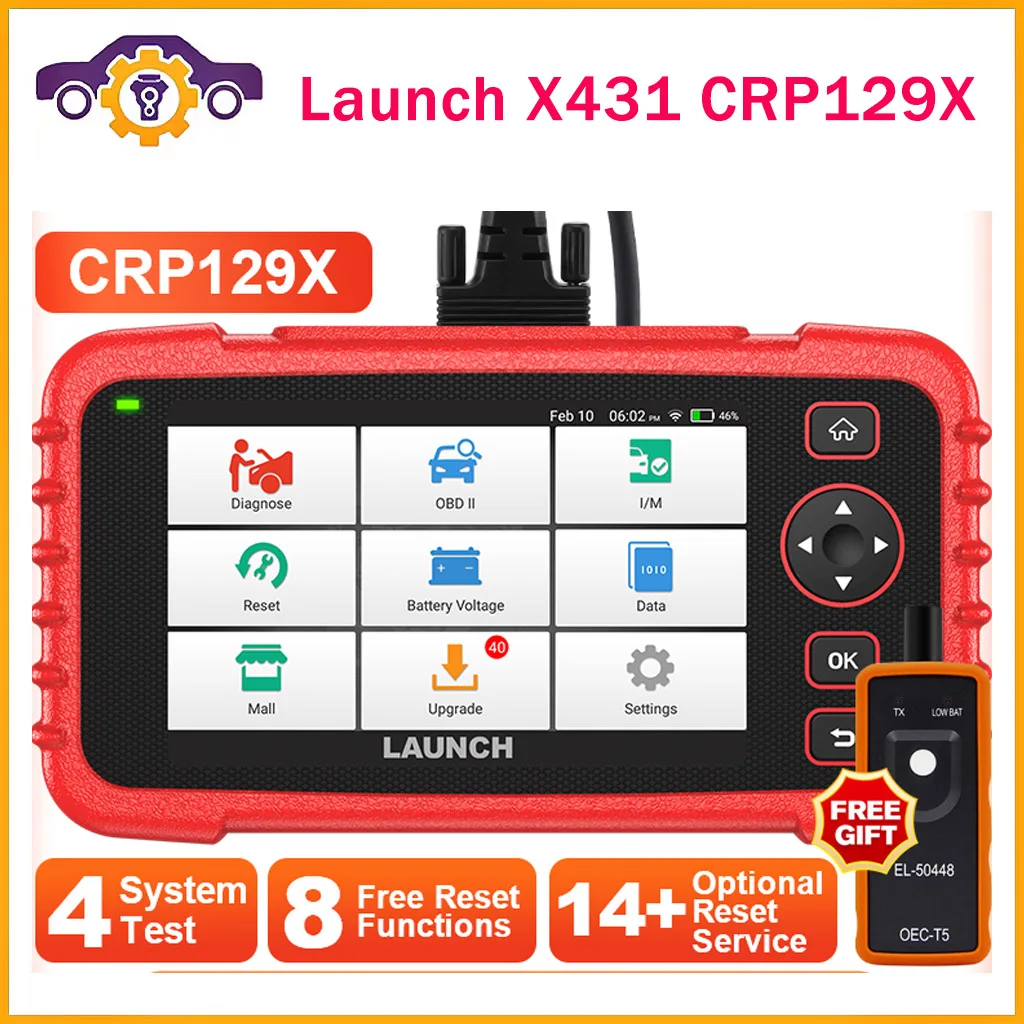 Считыватель кодов Launch X431 CRP129X OBD2, диагностические инструменты для двигателя ABS SRS AT Oil SAS EPB TPMS Reset Creader129X PK CRP129E
