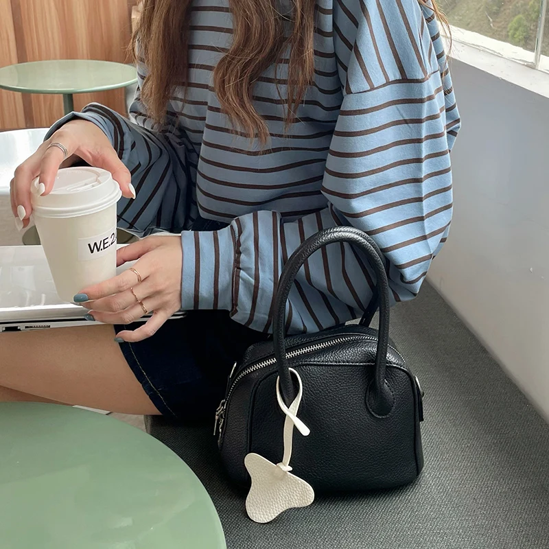 Elegant Lychee Pattern Women Top-handle Bags Solid Color PU Leather Female Shoulder Crossbody Bags Fashion Ladies Purse Handbags