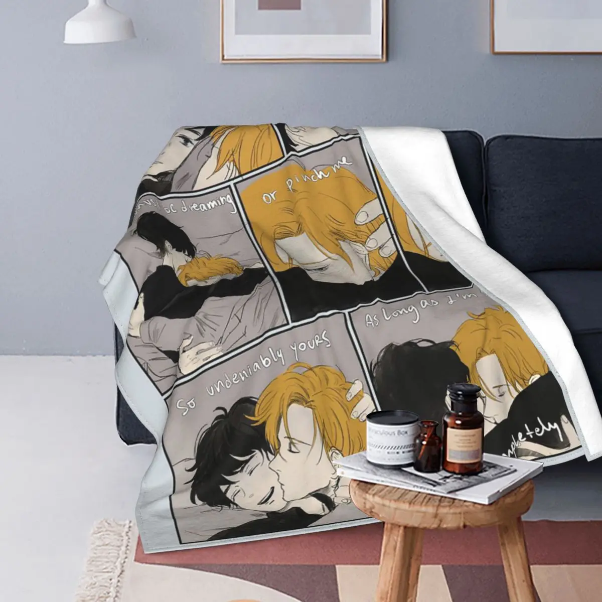 

Banana Fish Anime Blankets Yaoi Ash Lynx Eiji Lgbt Fuzzy Novelty Warm Throw Blankets for Bedspread Textile Decor