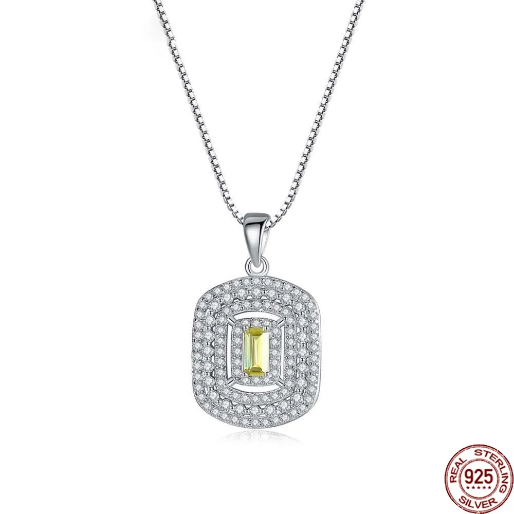 

BABIQU Authentic 925 Sterling Silver Elegant Topaz Pendant Necklaces for Women Wedding Charming Chain Fine Jewelry Gift Sn0367