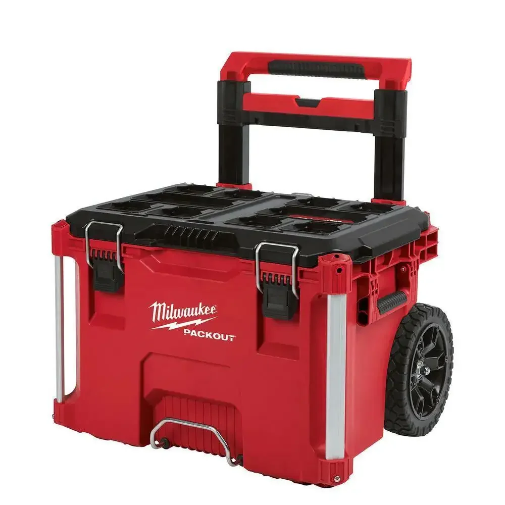 Milwaukee Packout Rolling ящик для инструментов 22-дюймовая Запираемая ручка красная смола