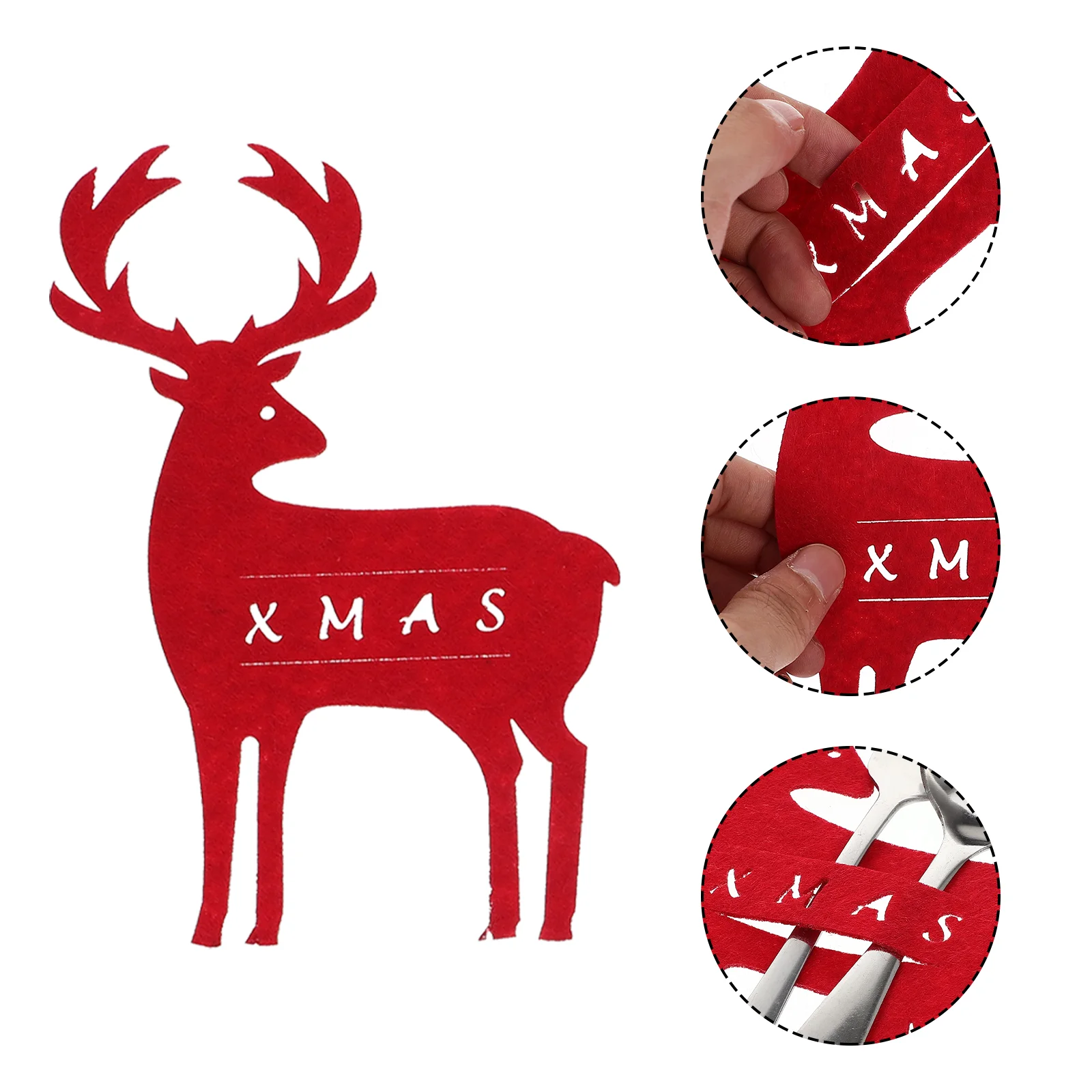 

8 Pcs Elk Cutlery Bag Christmas Ornament Table Supplies Kitchen Suit Festival Atmosphere Felt Cloth Party Flatware Bags Forks