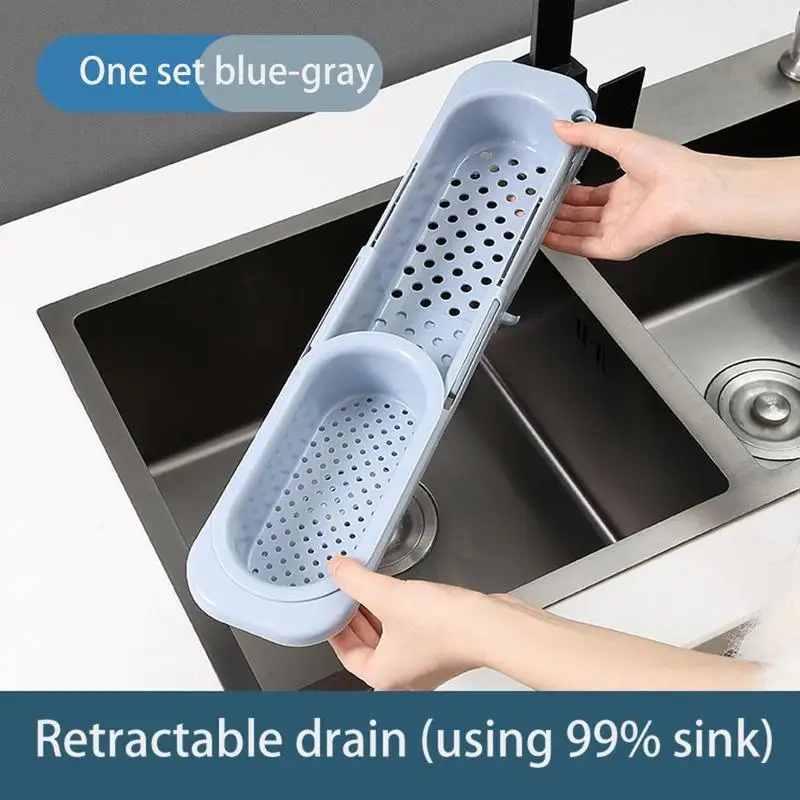 

New Rack Telescopic Drain Rack Filter Leftovers Basket Dishwashing Cloth Storage Kitchen Tools Retractable Drain Basket Sink