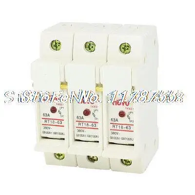 

RT18-63 3P 14x51mm Fuse Link Holder Base AC 380V 63A w LED Indicator