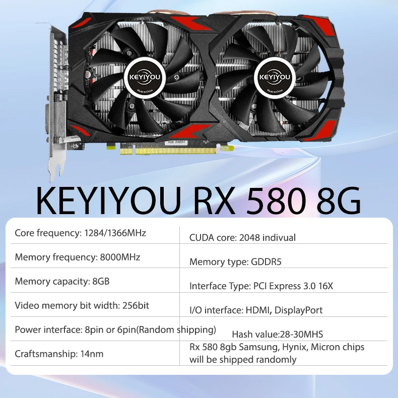 Новая Оригинальная видеокарта Radeon RX 580 8 ГБ GDDR5 256Bit Rx580 графическая карта для