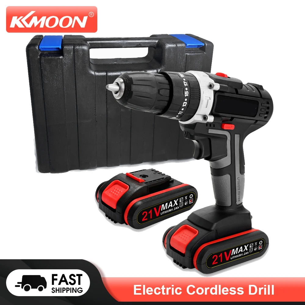 KKMOON Электрическая аккумуляторная дрель 21 в ударная высокая мощность литиевая