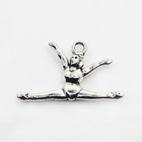 hot 20 pcs talisman gymnasts athlete gymnasts handcrafted pendant retro silver diy pendant pendants jewelry making