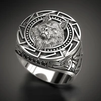 2021 trendy personality viking warrior wolf head ring for men nordic mythology fashion retro celtic wolf totem ring jewelry