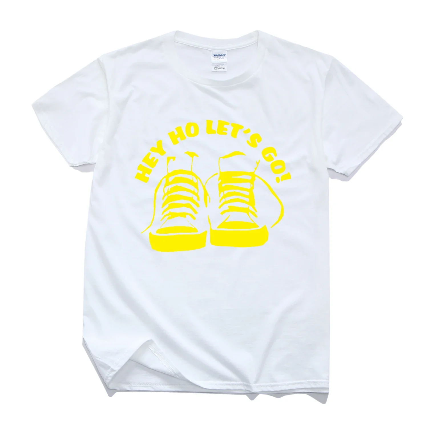 Эй Хо Let's Go. Футболка с креативным узором и принтом 100% хлопок круглым вырезом