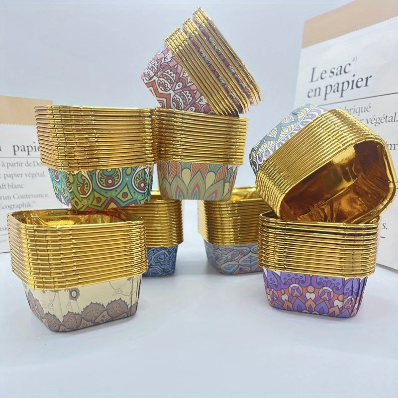 50 шт. формочки для выпечки квадратные односторонние кексов