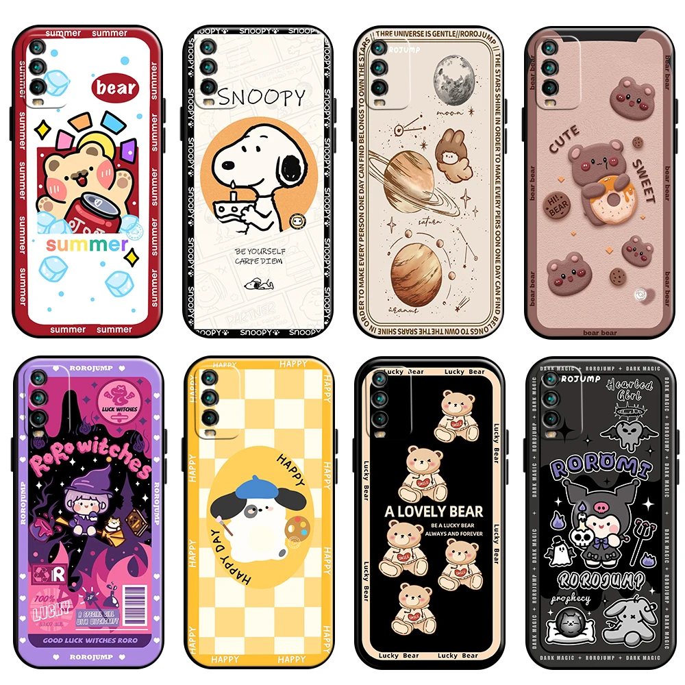 

Fashion Cute Cartoon Bear Phone Case For Xiaomi Redmi Note 10 10S 10T 9 9S 9T 5G Redmi 10 9 9T 9A 9C Back Coque Liquid Silicon