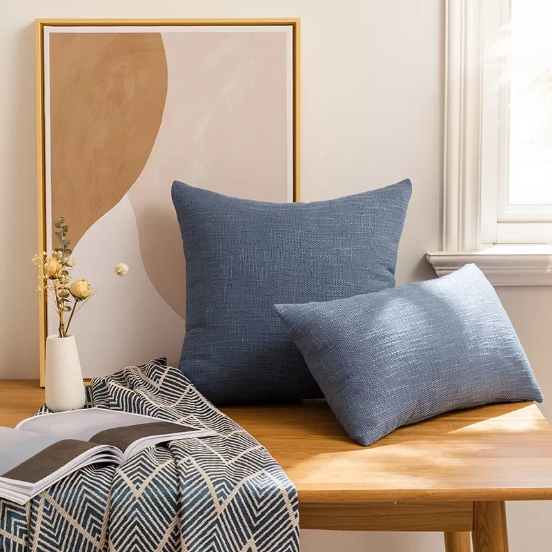 

Cotton Linen Pillow Cover Blue Cushion Cover For Living Room 45x45cm Nordic Decorative Pillows for Sofa Home Decor Pillowcase