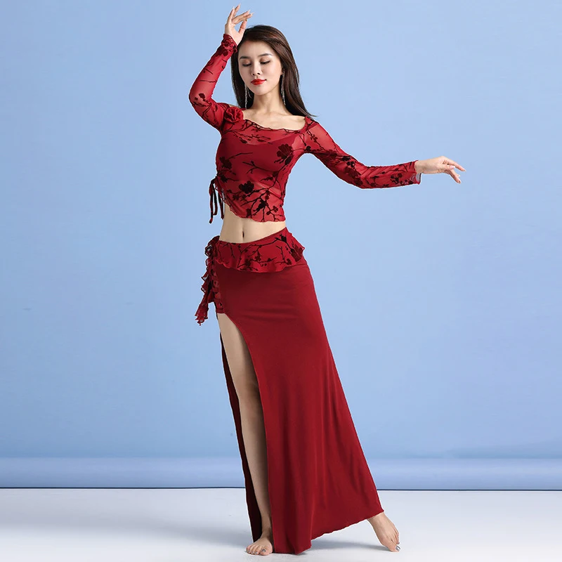 

Belly Dance Costumes Sexy Print Modal Long Skirt Set Female Clothing Beginners Dress for Oriental Dance Practice Clothes