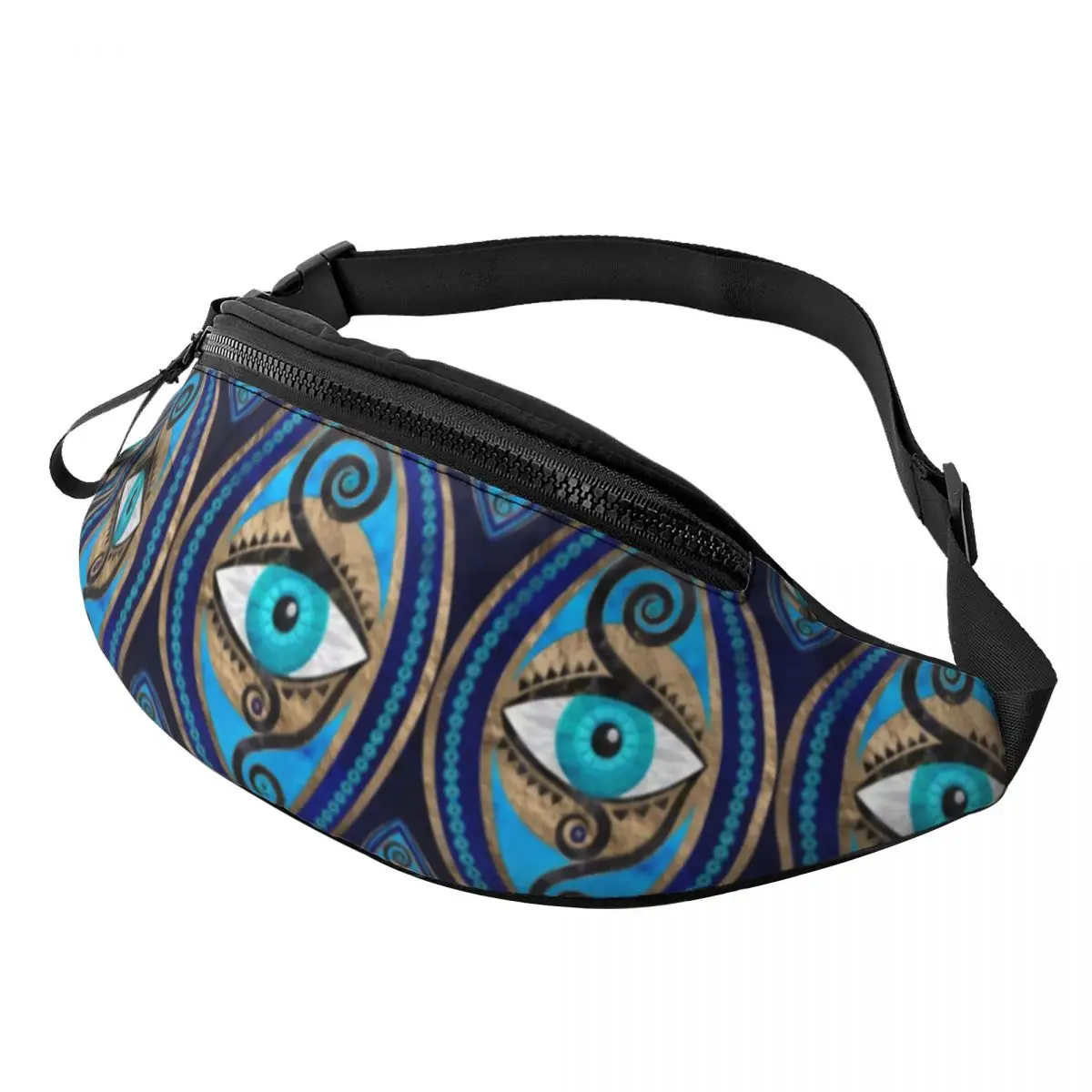 

Evil Eye Amulet Waist Bag Greek Mati Print Travel Fisherman Waist Pack Polyester Print Bag
