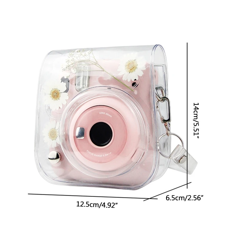 

Compatible with Mini 11 Crystal Transparent Protective Case Cover Bag Instant Camera Bag Shell with Strap Replacement