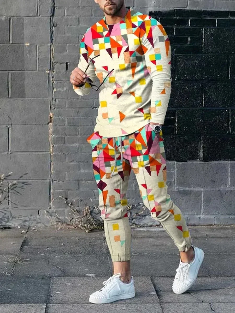 Мужская футболка с длинным рукавом и брюки комплект из двух предметов