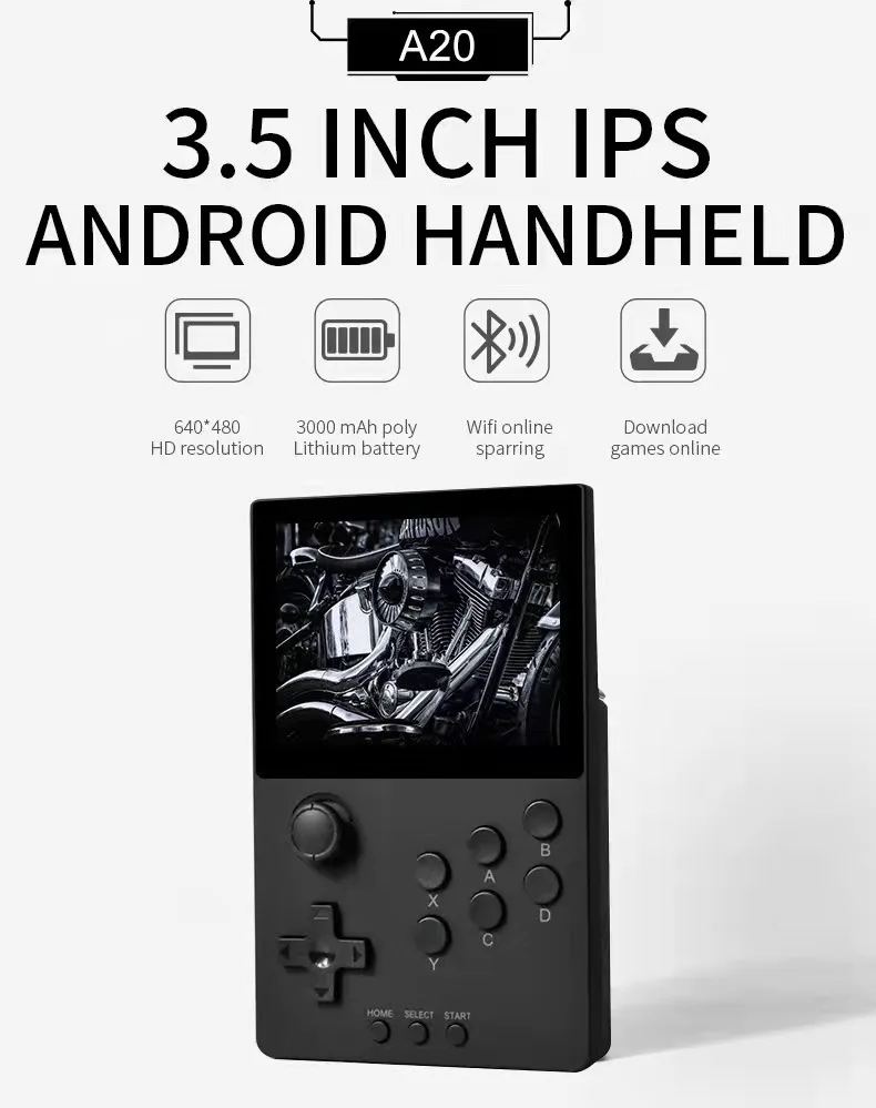 

xiaomi A20 3.5"Full Fit IPS Screen Handheld Game Players S905D3 4Core Support Switch Android Native System Retro Game Consoles