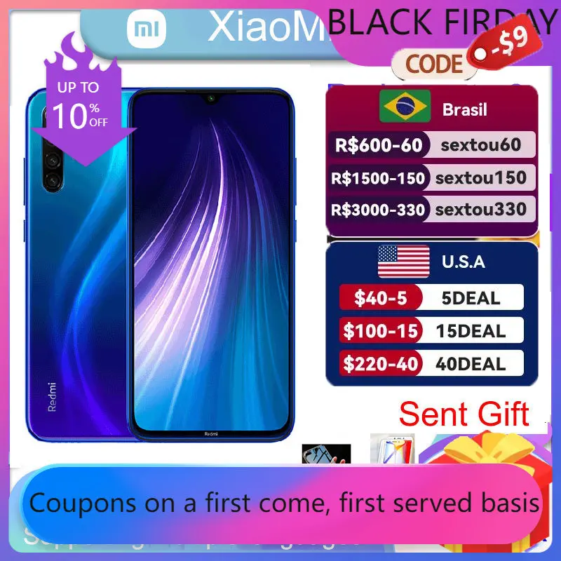 

Смартфон Xiaomi Redmi Note 8, Snapdragon 665 восемь ядер, 6,3 дюйма, 4000 мАч, 48 МП