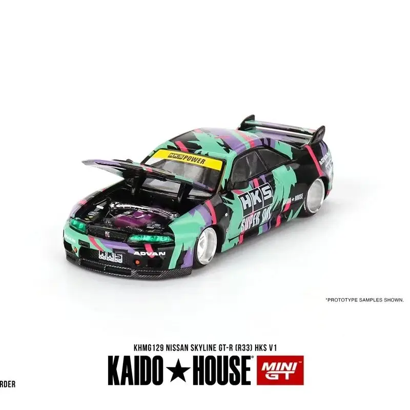 TSM MINI GT Kaido House 1:64 Nissan Skyline GT-R (R33) Hks Модель автомобиля из сплава Коллекция игрушек