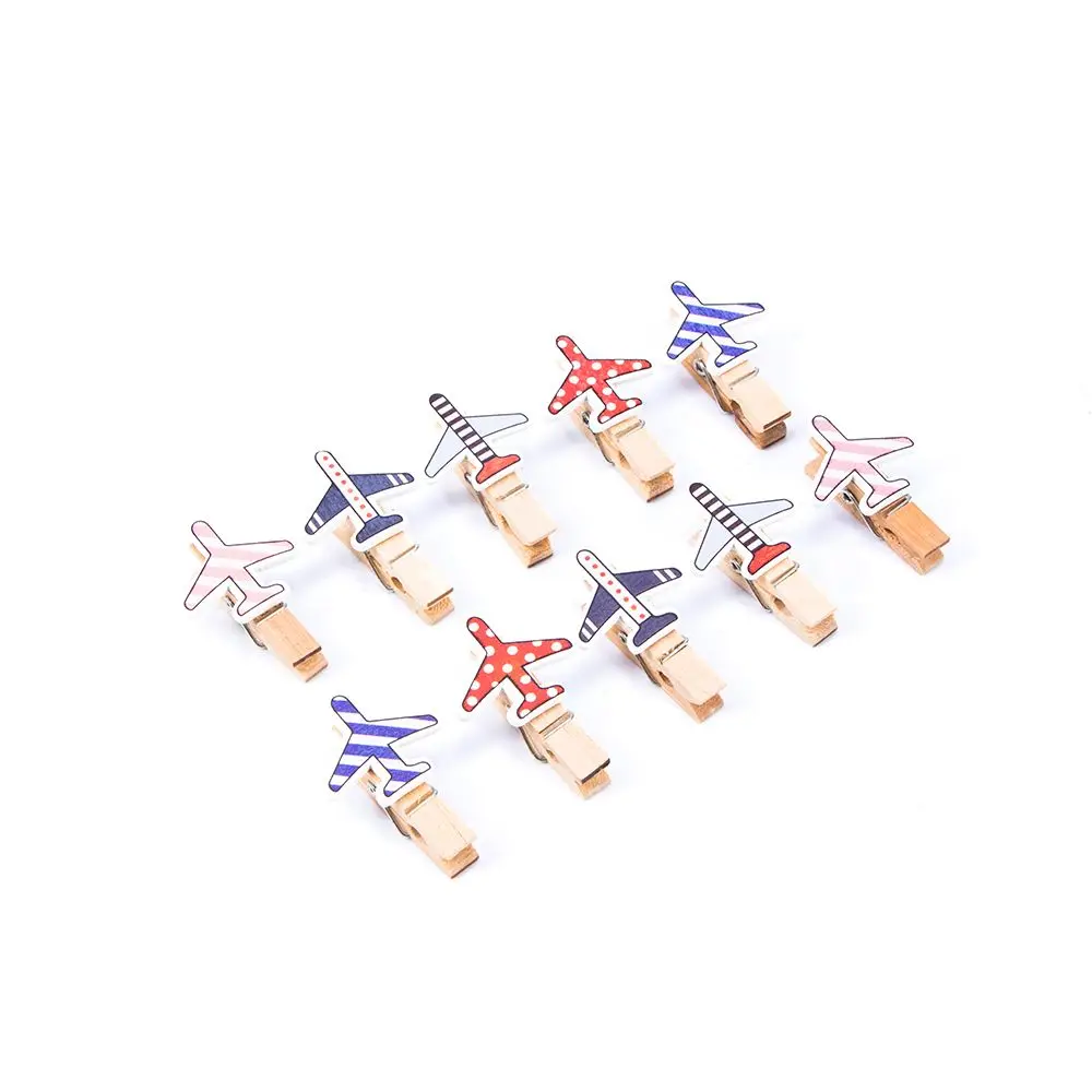

Kawaii Cute Paper Photo Decorative Cartoon Plane DIY Clip Office Supply Wooden Clips Clothespin
