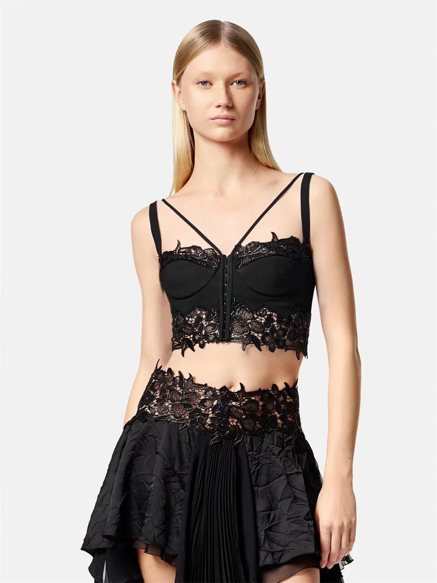 

Новинка лета 2023, Женская кружевная кофта с вышивкой, корейская мода, Высококачественная нижняя рубашка, женские топы, одежда y2k traf